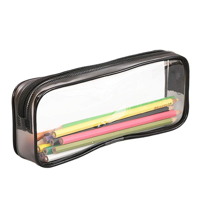 Funny live Clear Pen Pencil Case Pouch Big Capacity Pencil Case Bag Storage Bag Holder Transparent PVC Pen Bag Pencil Pouch for Office & School Supplies, Travel Cosmetic Makeup Bag, Black - Image 1